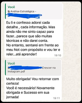 Feedback real de cliente sobre a análise de perfil